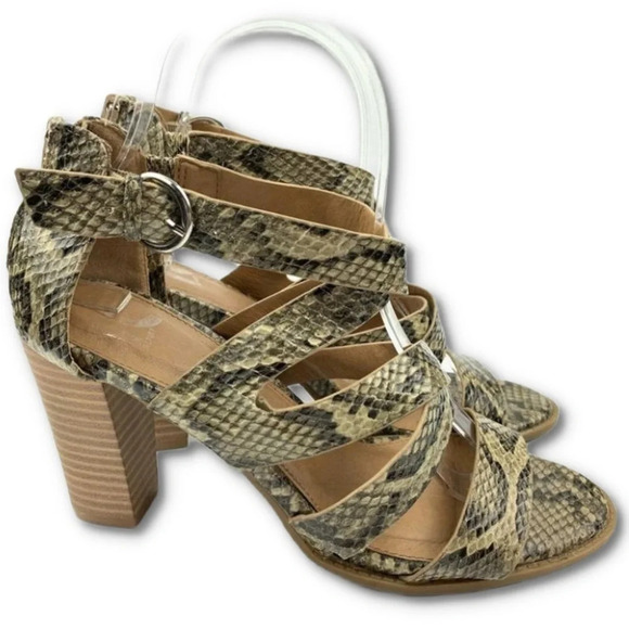Report heels Reba sz 7.5 snakeskin print strappy - Picture 1 of 10